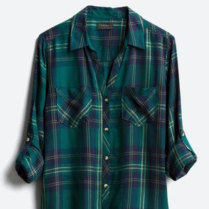 TINSEL Hattie Two Pocket Lurex Top Sm Dark Green